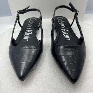 Clavin Klein Sangrie Pointy Toe Dress Flats, Black, Women Size 6 Item#332